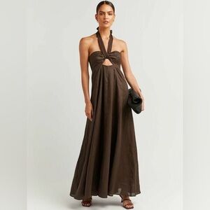 DISSH verdes linen dress chocolate brown